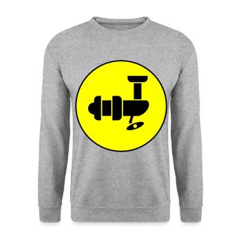 Fishing Reel Symbol Circle - Unisex Sweatshirt - salt & pepper - Front - Alina (178cm) & Michal (187cm)