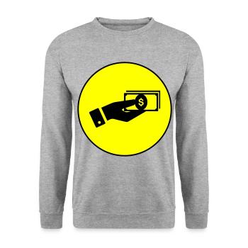 Money Icon - Unisex Sweatshirt - salt & pepper - Front - Alina (178cm) & Michal (187cm)