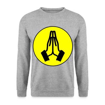 Beten Hände Kreis - Unisex Pullover - Weißgrau meliert - Vorne - Alina (178cm) & Michal (187cm)