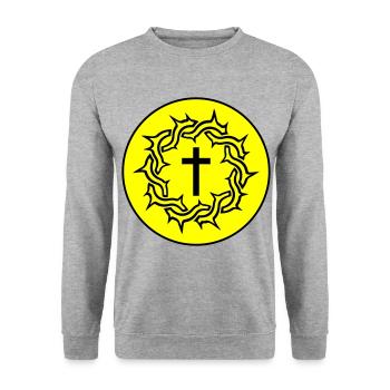 Crown of Thorns Jesus icon - Unisex Sweatshirt - salt & pepper - Front - Alina (178cm) & Michal (187cm)