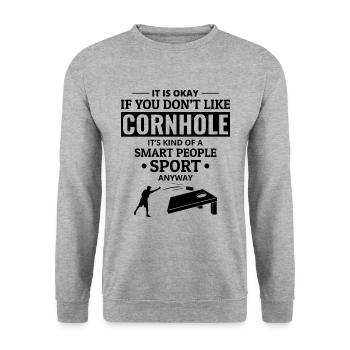 Cornhole Bean Bag Toss Outdoor Rasen Spiel Lustig - Unisex Pullover - Weißgrau meliert - Vorne - Alina (178cm) & Michal (187cm)