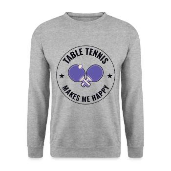 Ping Pong Master Entraîneur de Tennis de Table Paddle Player - Sweat-shirt Unisexe - gris chiné - Devant - Alina (178cm) & Michal (187cm)