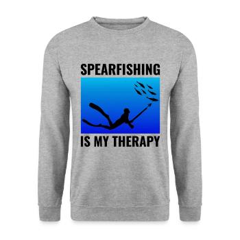 Speerfischen Speerfischen Speerfischer Fischen - Unisex Pullover - Weißgrau meliert - Vorne - Alina (178cm) & Michal (187cm)