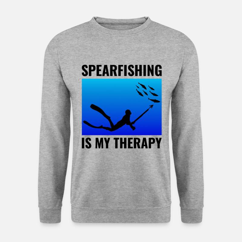 Speerfischen Speerfischen Speerfischer Fischen - Unisex Pullover - Weißgrau meliert