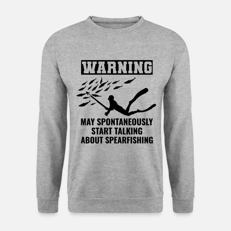 Speerfischen Speerfischen Speerfischer Fischen - Unisex Pullover - Weißgrau meliert