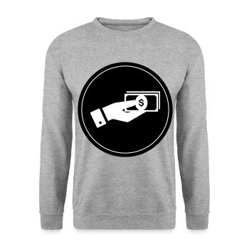 Money Icon - Unisex Sweatshirt - salt & pepper - Front - Alina (178cm) & Michal (187cm)