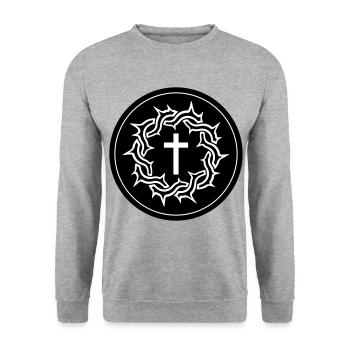 Crown of Thorns Jesus icon - Unisex Sweatshirt - salt & pepper - Front - Alina (178cm) & Michal (187cm)
