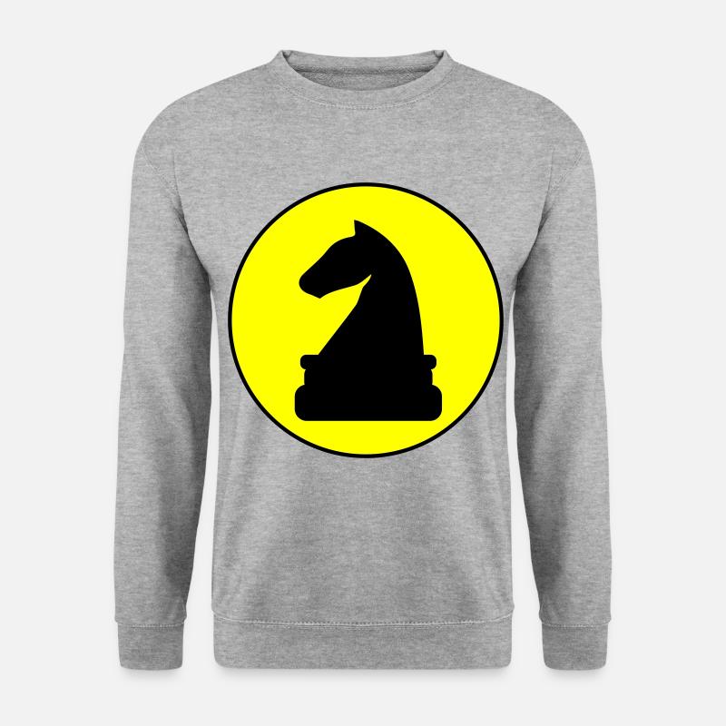 Pferd Schachfigur - Unisex Pullover - Weißgrau meliert