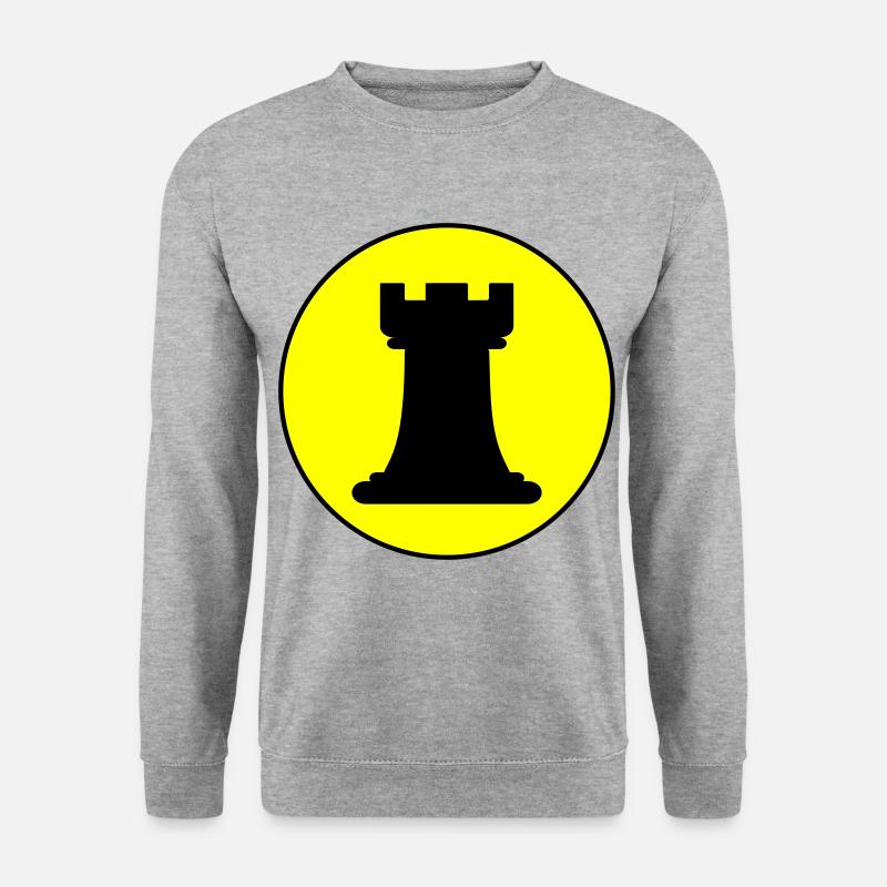 Schachfigur Turm - Unisex Pullover - Weißgrau meliert