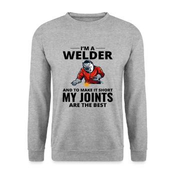 Schweißschweißer Metallbau Eisenarbeiter - Unisex Pullover - Weißgrau meliert - Vorne - Alina (178cm) & Michal (187cm)