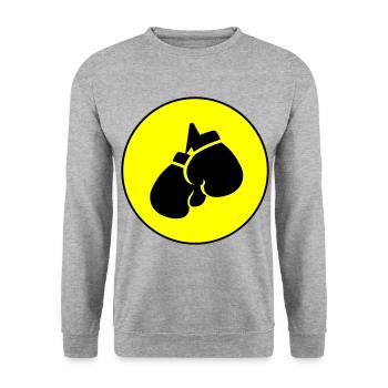 Boxhandschuhe symbol - Unisex Pullover - Weißgrau meliert - Vorne - Alina (178cm) & Michal (187cm)