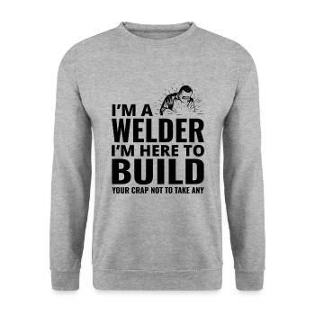 Weld Welding Welder Metal Construction Ironworker - Unisex Sweatshirt - salt & pepper - Front - Alina (178cm) & Michal (187cm)