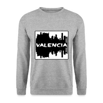 Valencia Spain Skyline Silhouette Travel Souvenir - Unisex Sweatshirt - salt & pepper - Front - Alina (178cm) & Michal (187cm)