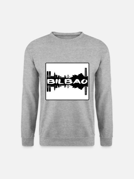 Bilbao Spanien Skyline Silhouette Reisesouvenir - Unisex Pullover - Weißgrau meliert