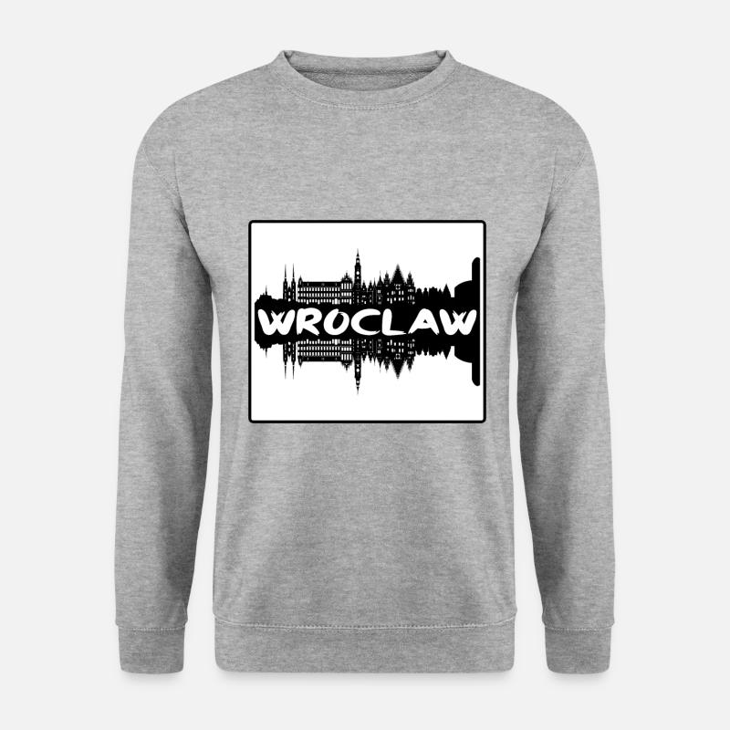 Breslau Polen Skyline Silhouette Reisesouvenir - Unisex Pullover - Weißgrau meliert