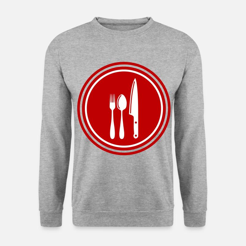 Gabel Besteck - Unisex Pullover - Weißgrau meliert