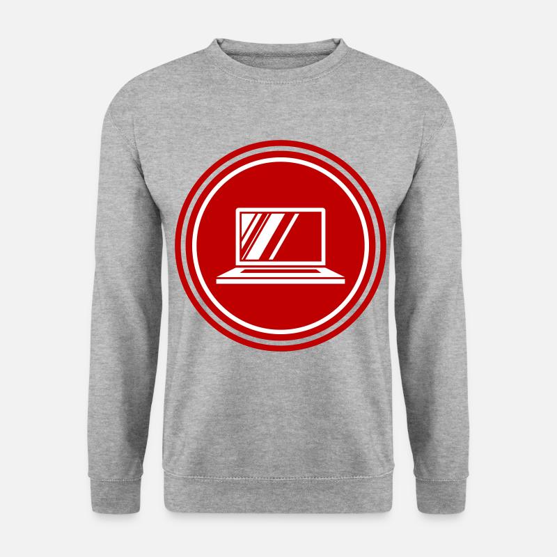 Laptop Symbol - Unisex Pullover - Weißgrau meliert