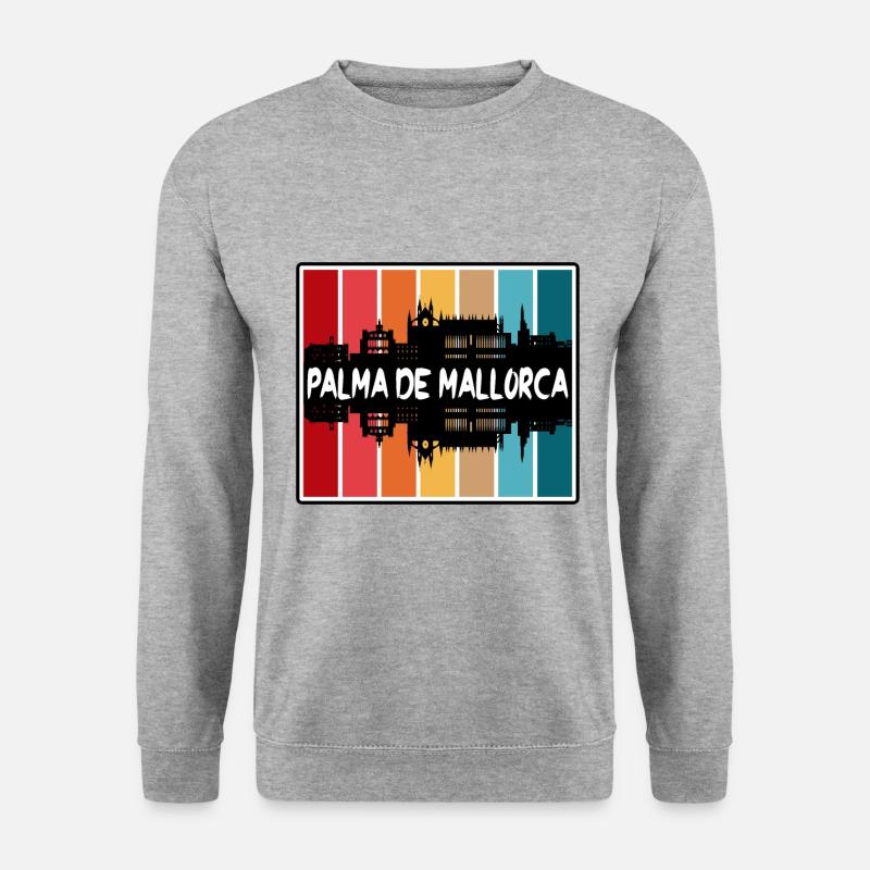 Palma de Mallorca Spanien Skyline Silhouette Reisen - Unisex Pullover - Weißgrau meliert