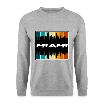 Miami Florida Usa Skyline Silhouette Travel Souven - Unisex Pullover - Weißgrau meliert - Vorne - Alina (178cm) & Michal (187cm)