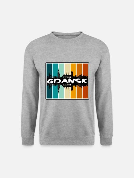 Danzig Polen Skyline Silhouette Reise Souvenir - Unisex Pullover - Weißgrau meliert