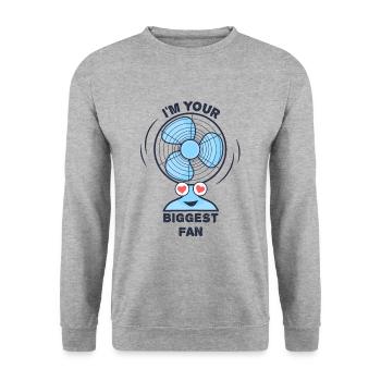 Ich bin dein größter Fan, lustiges Wortspiel - Unisex Pullover - Weißgrau meliert - Vorne - Alina (178cm) & Michal (187cm)