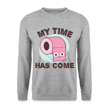 Toilet Paper "My time has come", funny wc joke - Unisex Sweatshirt - salt & pepper - Front - Alina (178cm) & Michal (187cm)