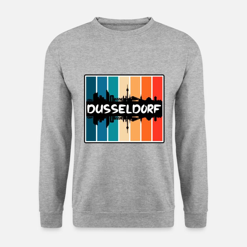 Düsseldorf Deutschland Skyline Silhouette Travel Souve - Unisex Pullover - Weißgrau meliert