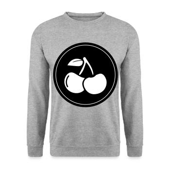 Kirschen obst - Unisex Pullover - Weißgrau meliert - Vorne - Alina (178cm) & Michal (187cm)