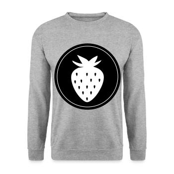 Frucht Erdbeere - Unisex Pullover - Weißgrau meliert - Vorne - Alina (178cm) & Michal (187cm)