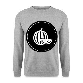 Melone Frucht - Unisex Pullover - Weißgrau meliert - Vorne - Alina (178cm) & Michal (187cm)