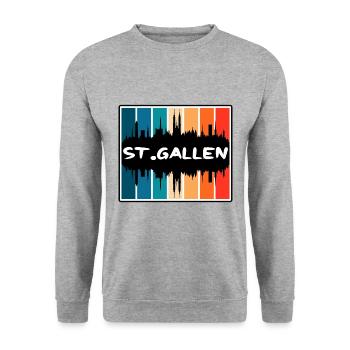 Saint-Gall Suisse Skyline Silhouette Travel S - Sweat-shirt Unisexe - gris chiné - Devant - Alina (178cm) & Michal (187cm)