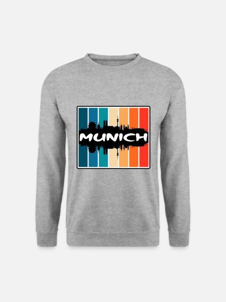 München Deutschland Skyline Silhouette Reisesouvenir - Unisex Pullover - Weißgrau meliert