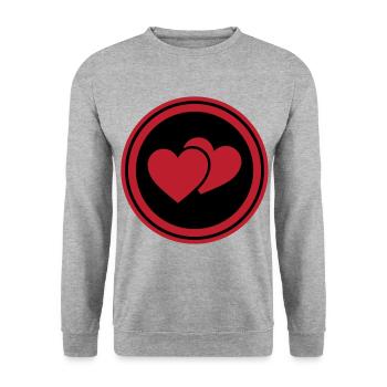 Symbole du cœur Amour Cœur - Sweat-shirt Unisexe - gris chiné - Devant - Alina (178cm) & Michal (187cm)