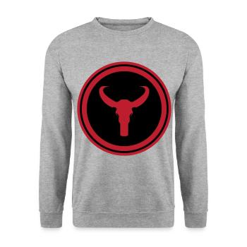 Bulle Skelett - Unisex Pullover - Weißgrau meliert - Vorne - Alina (178cm) & Michal (187cm)