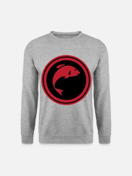 Fisch Symbol - Unisex Pullover - Weißgrau meliert