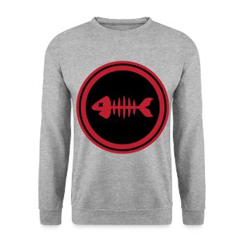 Fish Symbol Bone Bones - Unisex Sweatshirt - salt & pepper - Front - Alina (178cm) & Michal (187cm)