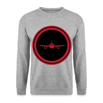Airplane Symbol - Unisex Sweatshirt - salt & pepper - Front - Alina (178cm) & Michal (187cm)