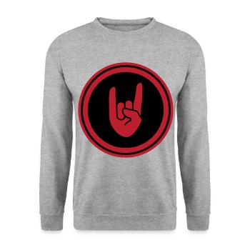 Party Hand Symbol - Unisex Sweatshirt - salt & pepper - Front - Alina (178cm) & Michal (187cm)