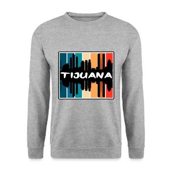 Tijuana Mexico Skyline Silhouette Travel Souvenir - Unisex Sweatshirt - salt & pepper - Front - Alina (178cm) & Michal (187cm)