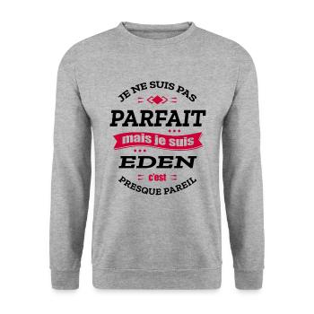 EDEN PARFAIT - PRENOM EDEN - Sweat-shirt Unisexe - gris chiné - Devant - Alina (178cm) & Michal (187cm)