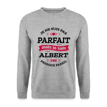 ALBERT PARFAIT - PRENOM ALBERT - Sweat-shirt Unisexe - gris chiné - Devant - Alina (178cm) & Michal (187cm)