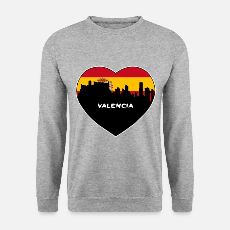 Valencia Spanien Flagge Skyline Reise Souvenir - Unisex Pullover - Weißgrau meliert