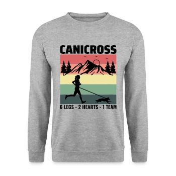 Canicross Trail Running Dog Sport Outdoor Hobby - Unisex Sweatshirt - salt & pepper - Front - Alina (178cm) & Michal (187cm)