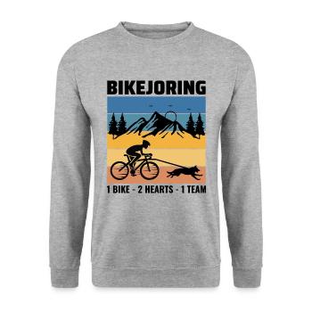 Bikejoring DogScooting Dog Sport Bike Bicycle Ride - Sweat-shirt Unisexe - gris chiné - Devant - Alina (178cm) & Michal (187cm)