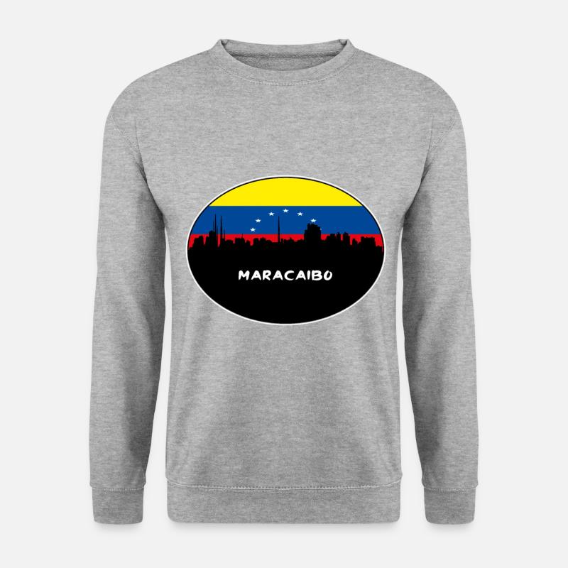 Maracaibo-Venezuela-Flaggen-Skyline-Schattenbild-Reise - Unisex Pullover - Weißgrau meliert
