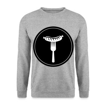 Icône de la viande Bratwurst - Sweat-shirt Unisexe - gris chiné - Devant - Alina (178cm) & Michal (187cm)