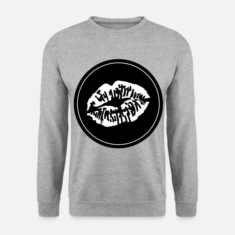 Lippen Mund - Unisex Pullover - Weißgrau meliert