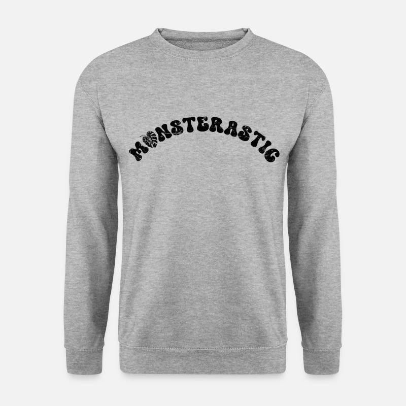 Monsterastic Monstera - Unisex Pullover - Weißgrau meliert