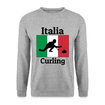 Drapeau italien Équipe de curling Sports de glace d’hiver Italia - Sweat-shirt Unisexe - gris chiné - Devant - Alina (178cm) & Michal (187cm)