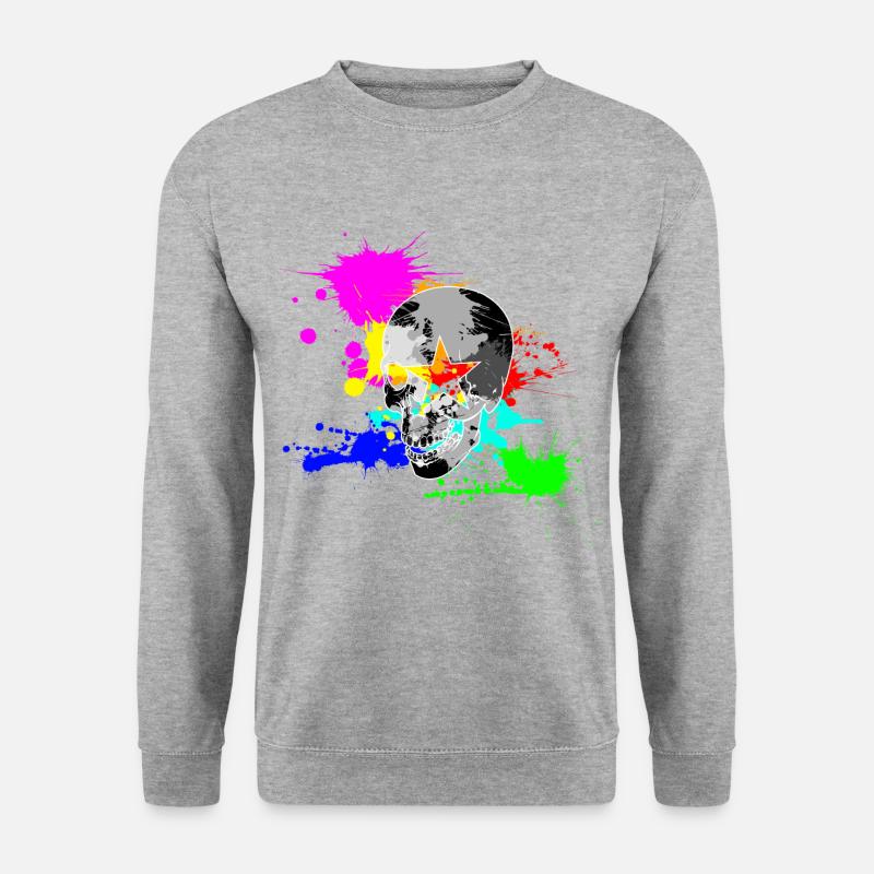 Skull Star Splash - Unisex Pullover - Weißgrau meliert